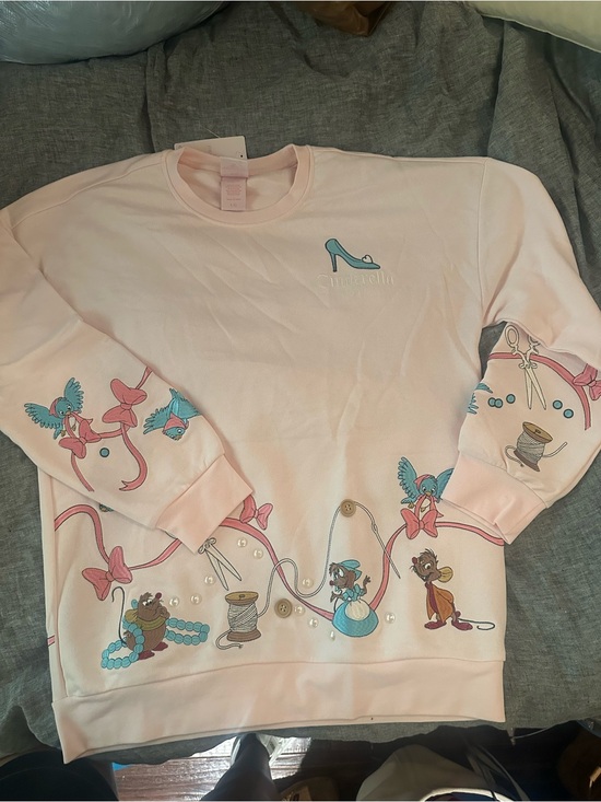 Disney Sweaters - Disney Light Pink Cinderella Crewneck Sweatshirt with Character Trim